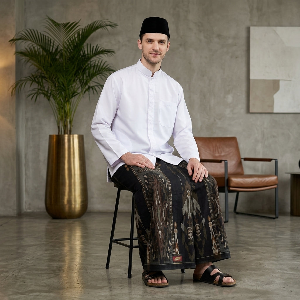 Sarung ATLAS Super Premium 920 Motif KJB Hitam Coklat