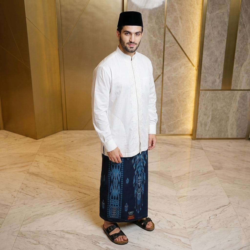 Sarung BHS Infinity Gold Motif V32 KJC SJ Biru Tua
