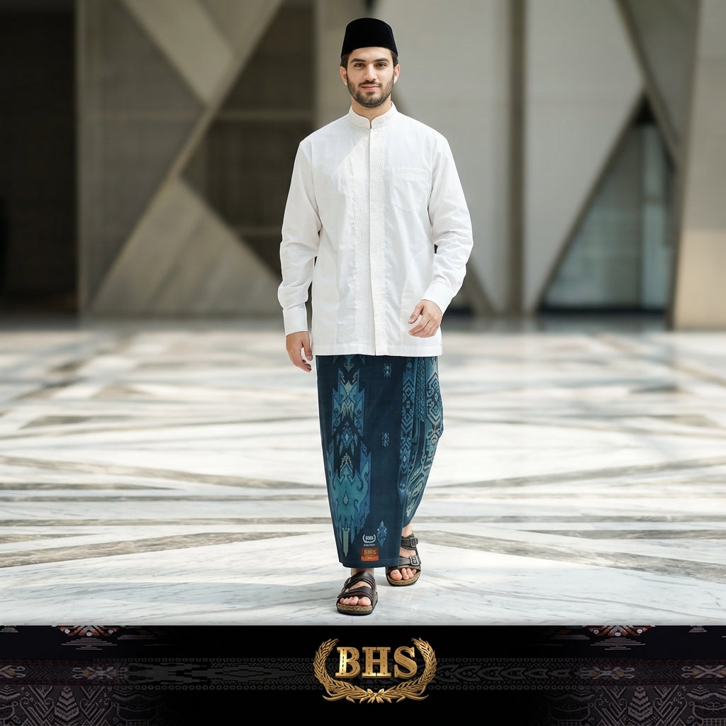 Sarung BHS Infinity Gold Motif V32 SNA SJ Biru Tua