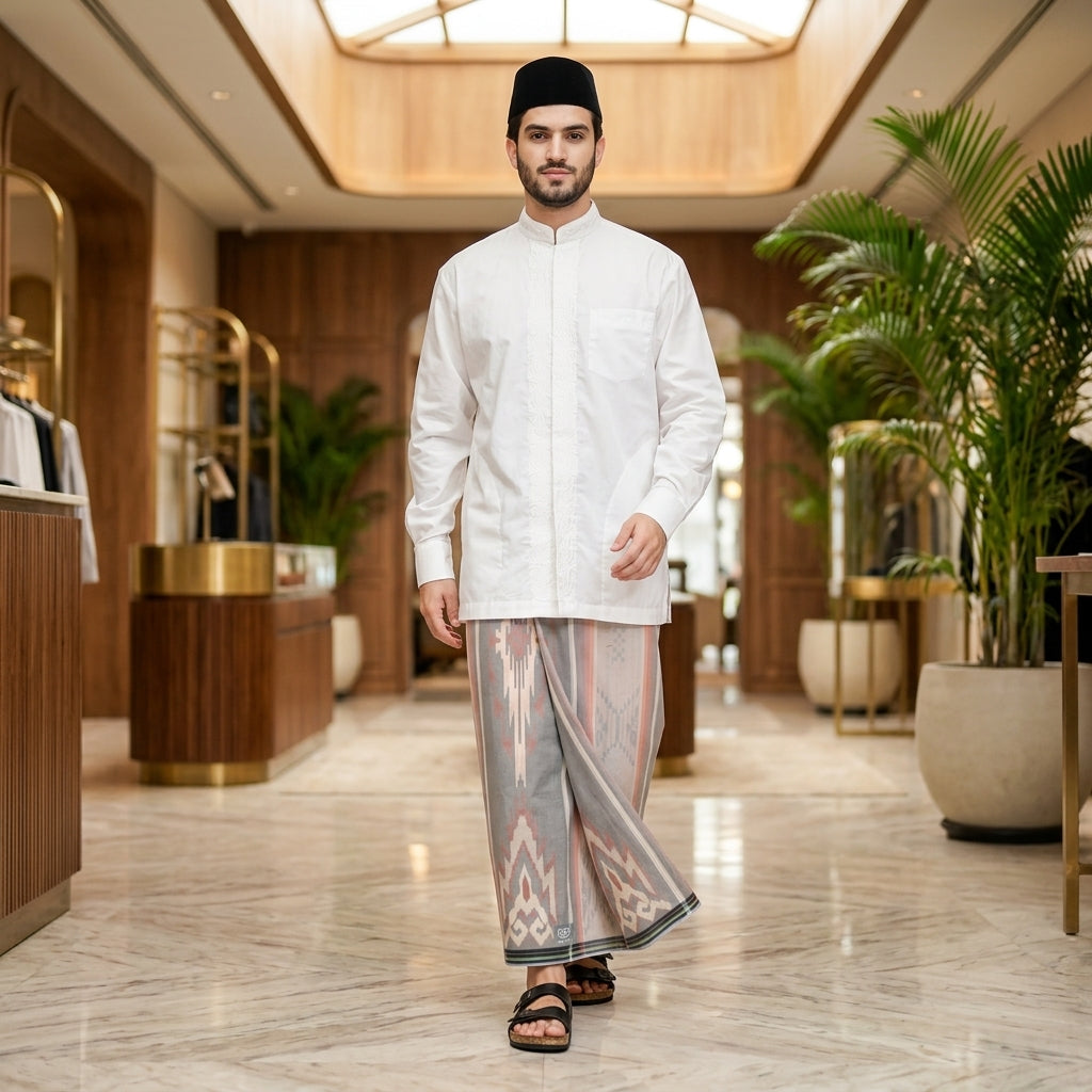 Sarung BHS Classic Silver Motif C45 DKD Off White