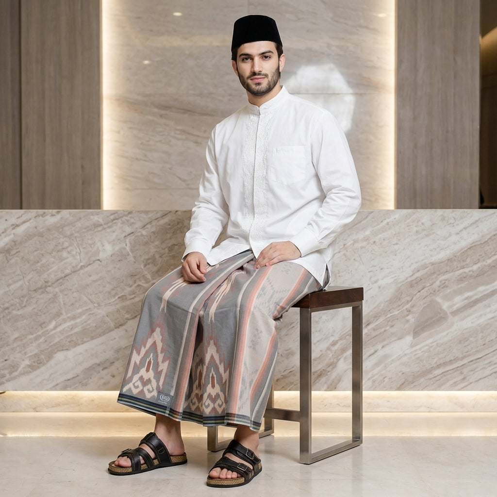 Sarung BHS Classic Silver Motif C45 DKD Off White