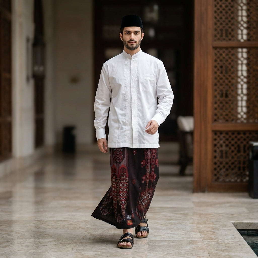 Sarung BHS Infinity Gold Motif V32 SNA SJ Dark Red