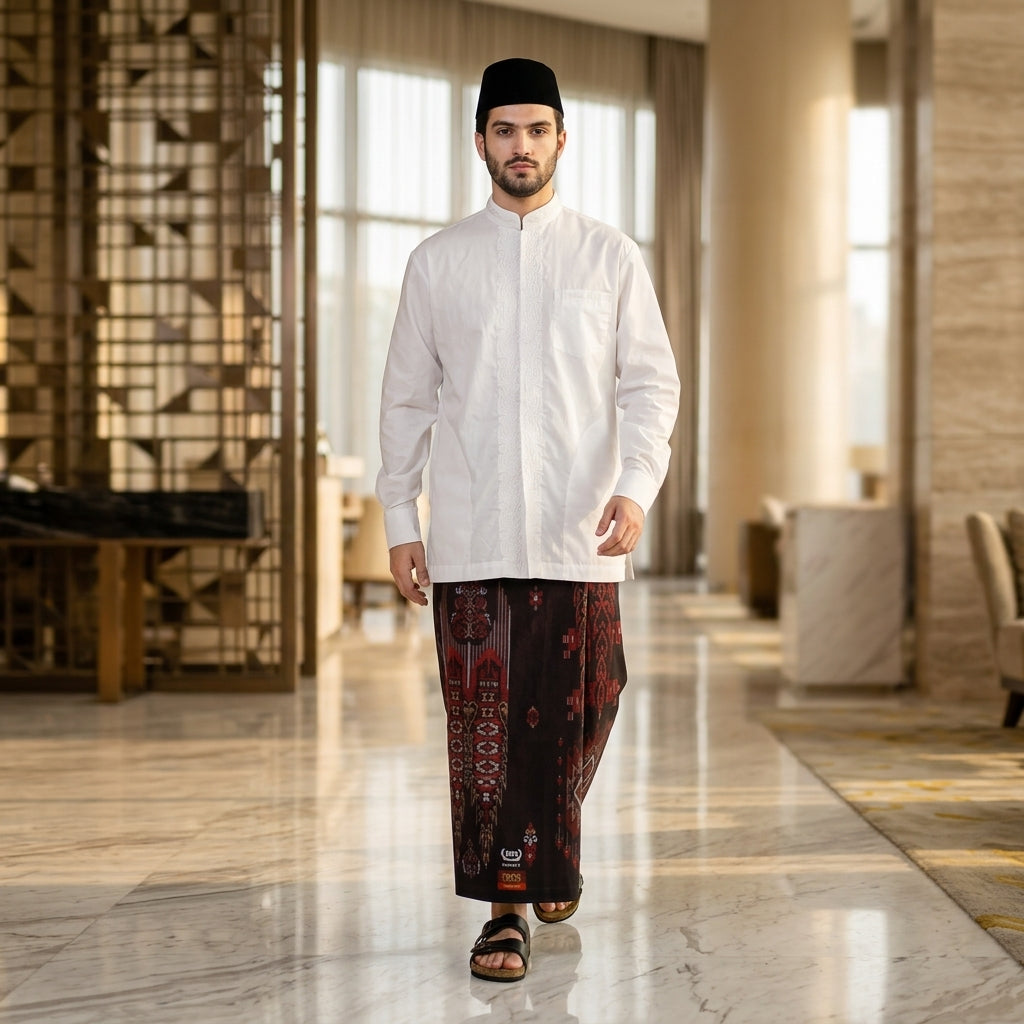 Sarung BHS Infinity Gold Motif V32 SNA SJ Dark Red