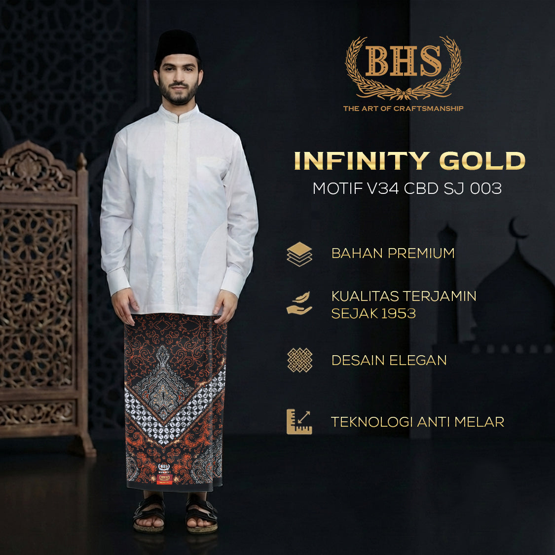 Sarung BHS Infinity Gold Motif V34 CBD SJ 003