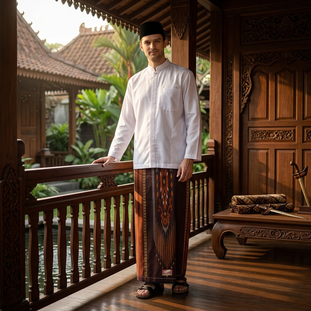 Sarung ATLAS Idaman 555 Kembang Motif BHS A5 GSG Coklat Tua