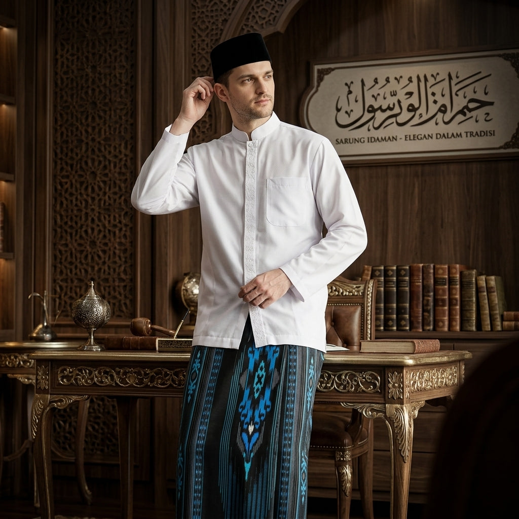 Sarung ATLAS Idaman 555 Kembang Motif BHS A5 GSG Midnight Blue