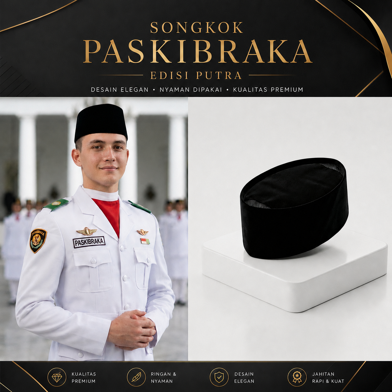 Songkok Peci BHS Paskibraka Pria Special Edition Tinggi 10