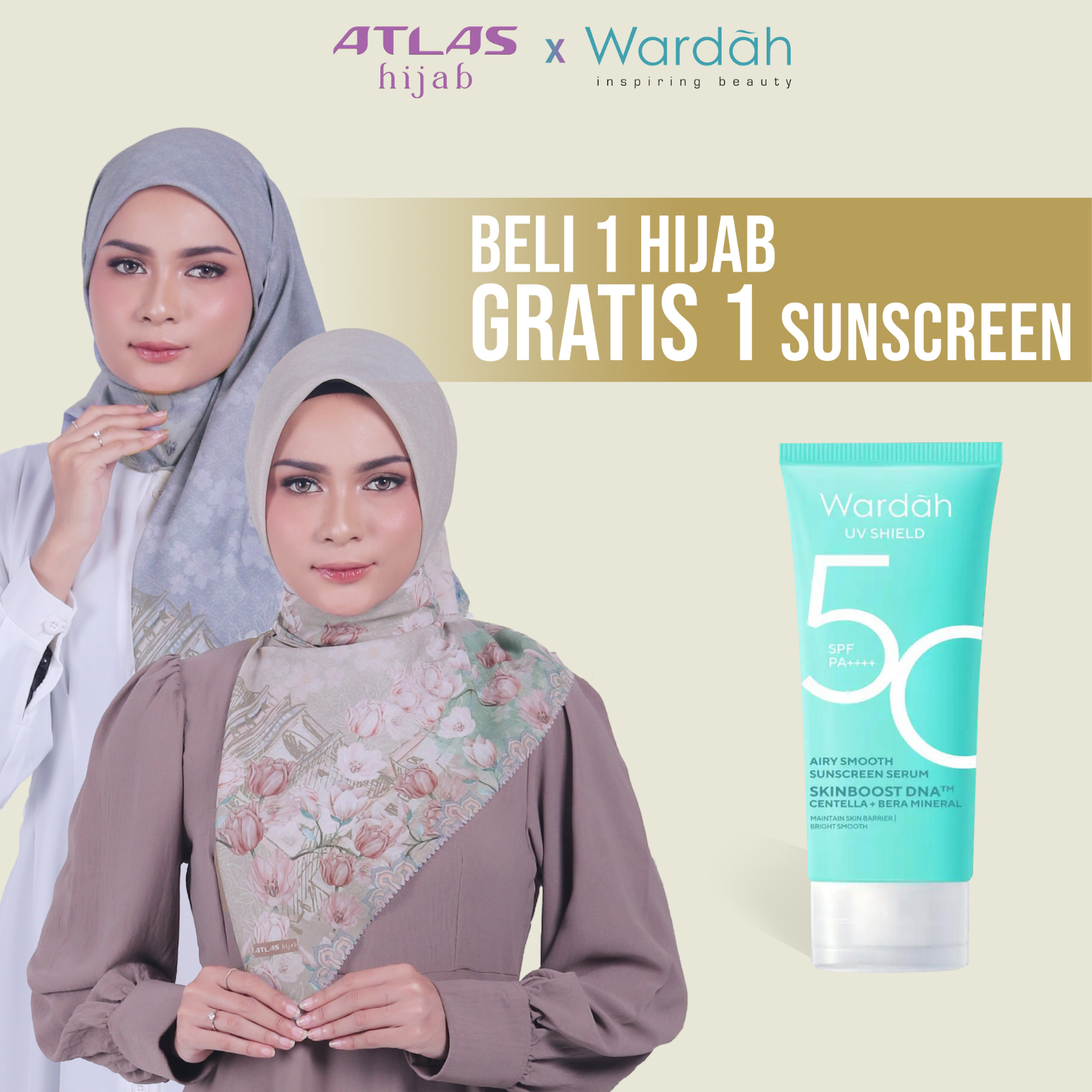 Atlas Hijab Ville Lumiere Series Motif Humma Kerudung Segi Empat